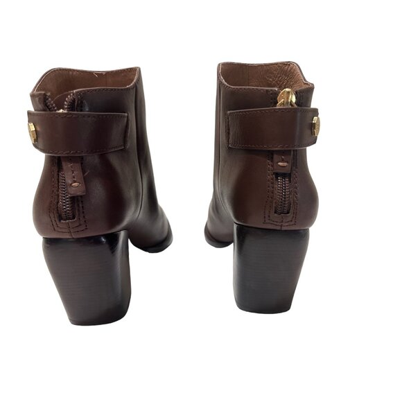 Louise Et Cie Leather Ankle Boots Womens 9.5 Brown Pointed Toe Block Heel Class - Picture 4 of 16